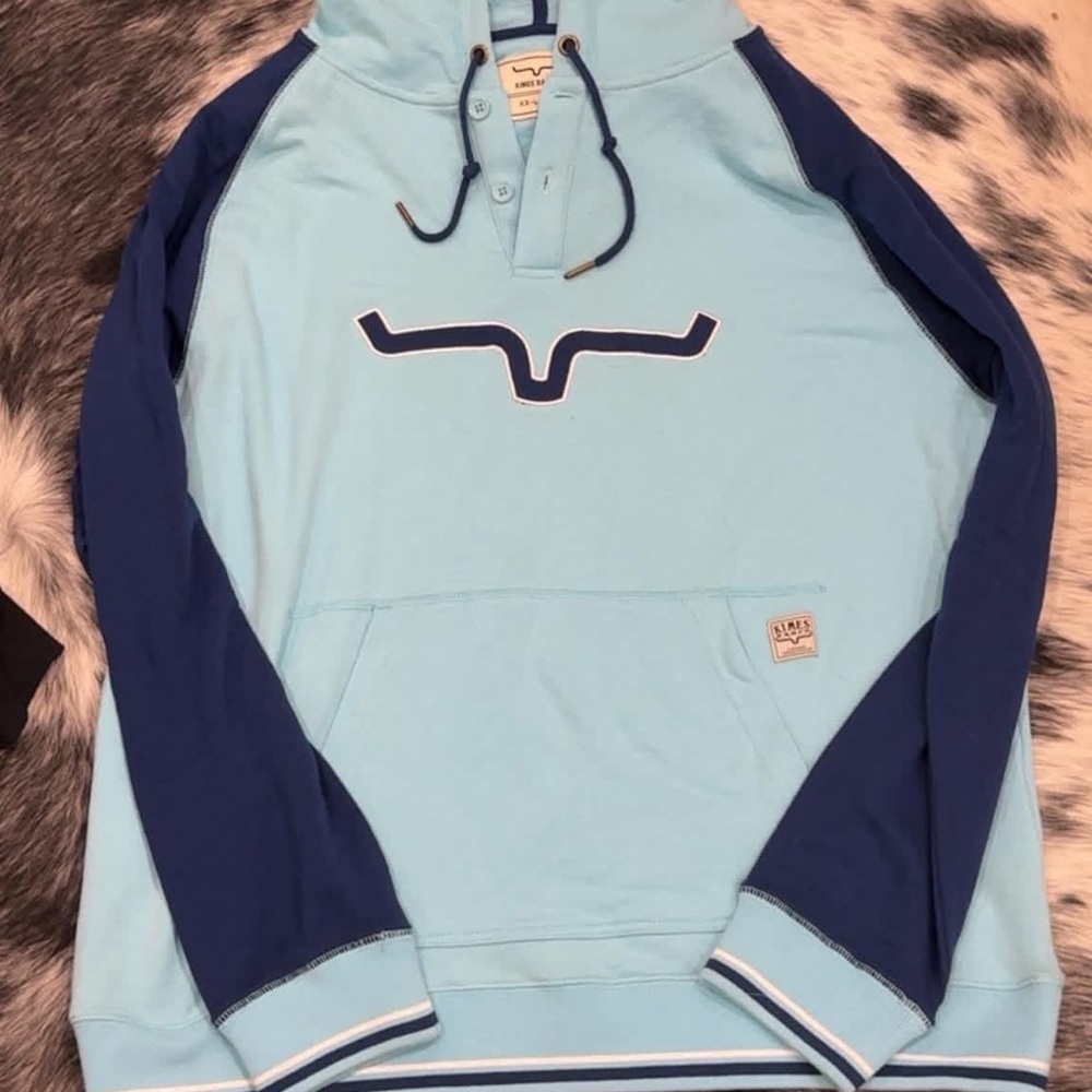Kimes Ranch Light Blue and Navy Sweatshirt